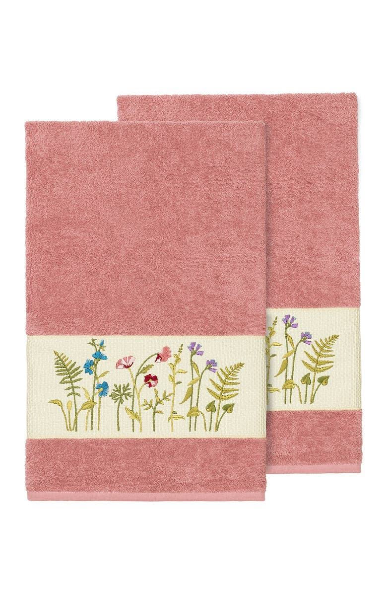 Linum Home Textiles Serenity Embellished Bath Towel - Set of 2 - Tea Rose, Main, color, Tea Rose