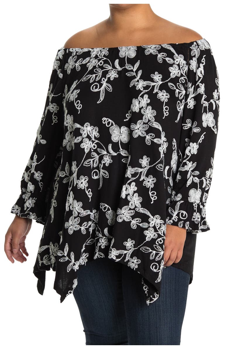 Forgotten Grace Peasant Sharkbite Embroidered Tunic, Main, color, 