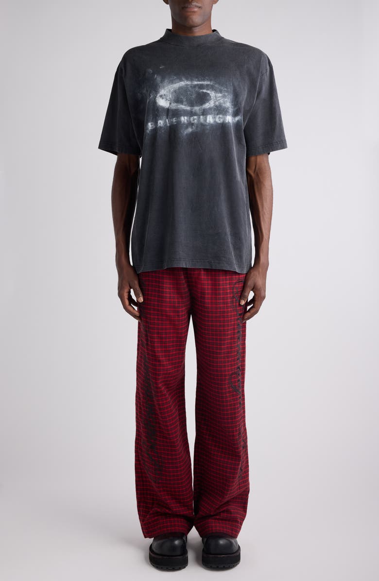 Balenciaga Medium Fit Loop Sports Icon Graphic T-Shirt, Alternate, color, Washed Black/ White