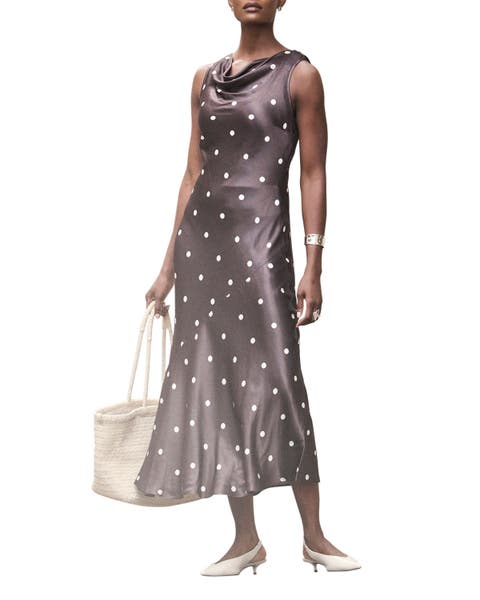 Satin Polkadot Midi Dress