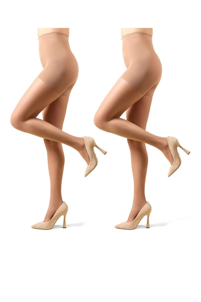 Crystal 2-Pack Control Top Tights, Alternate, color, NUDE BEIGE