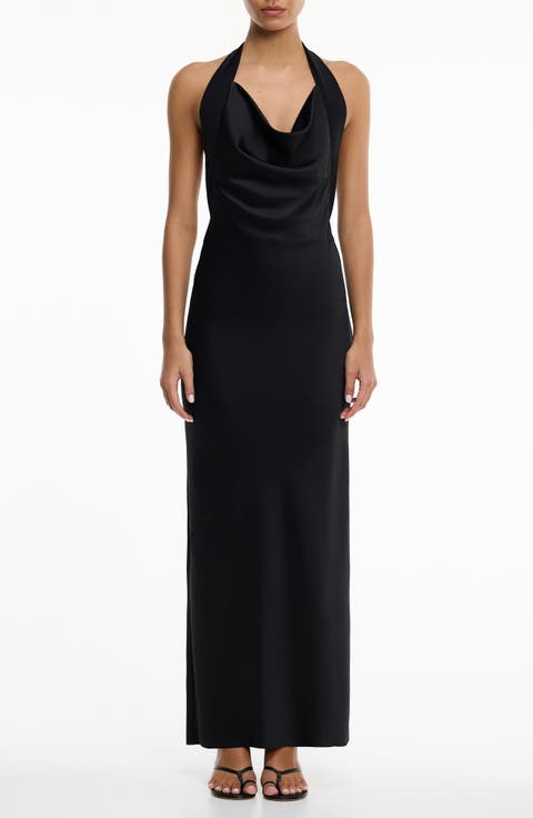 Devlyn Cowl Halter Neck Open Back Gown