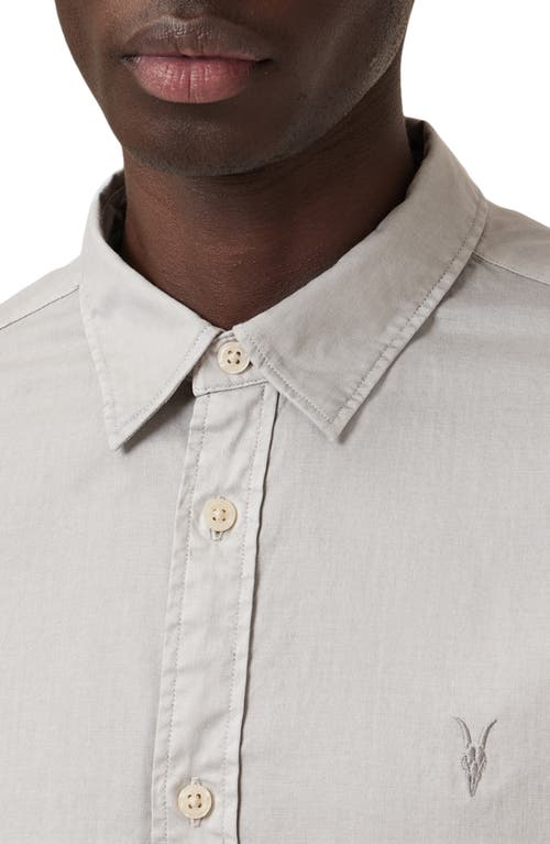 Allsaints Hawthorne Solid Stretch Cotton Button-up Shirt In Cloudy Grey