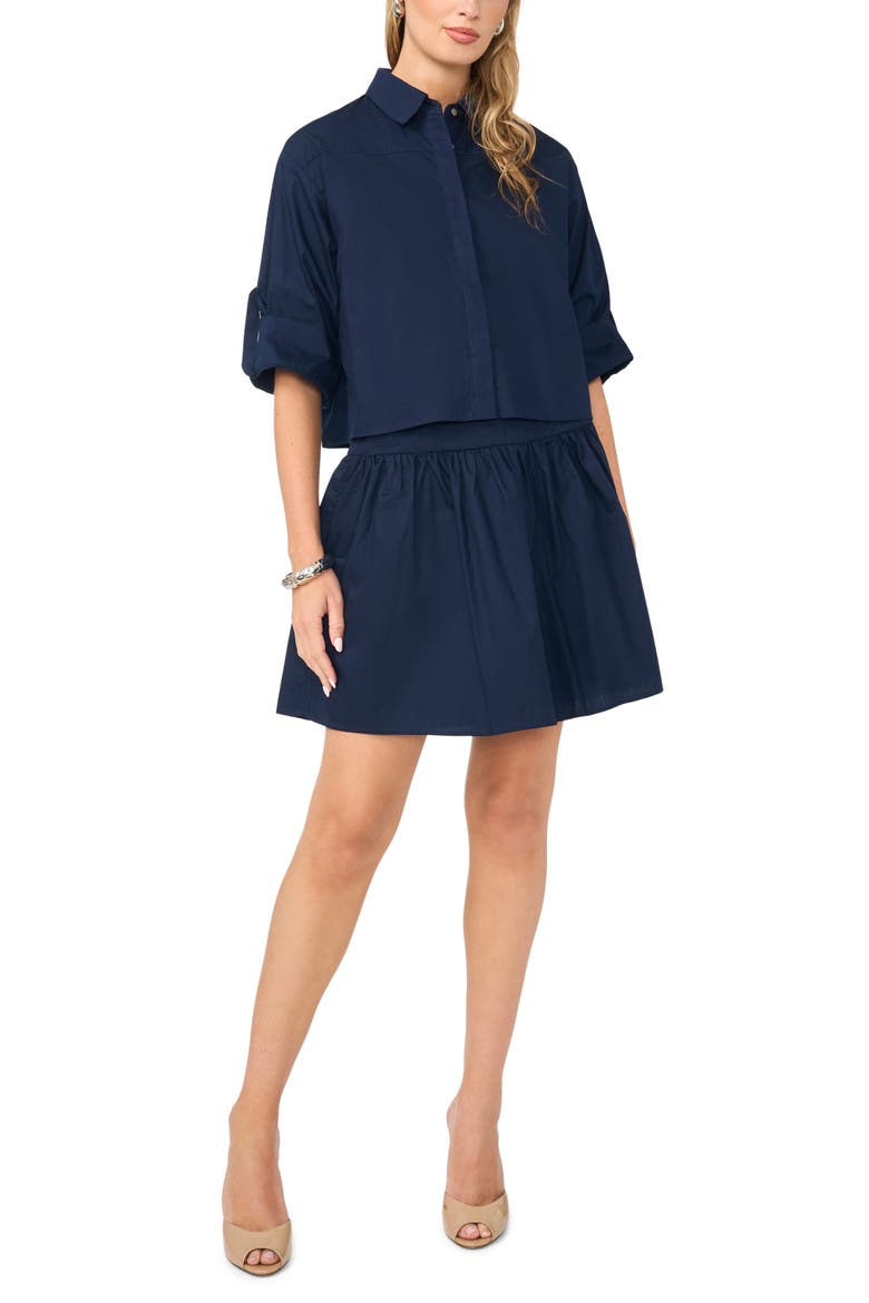 Cotton Godet Miniskirt, Alternate, color, CLASSIC NAVY