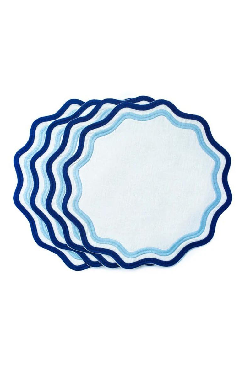 Set of 4 Stripe Linen Placemats, Main, color, LIGHT BLUE