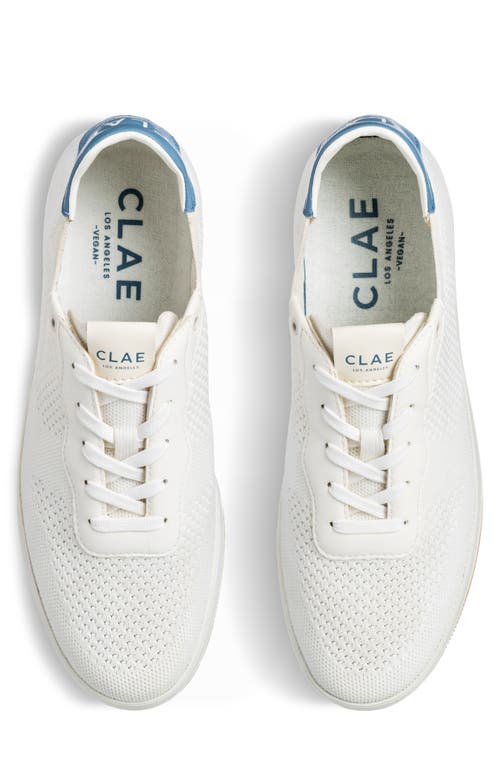 Clae Malone Knit Low Top Sneaker In White Cactus Blue Shadow
