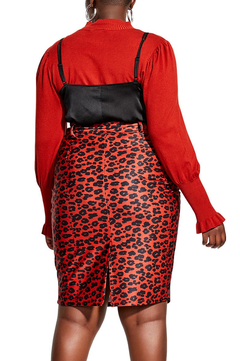 Leopard Print Pencil Skirt, Alternate, color, RED LEOPARD