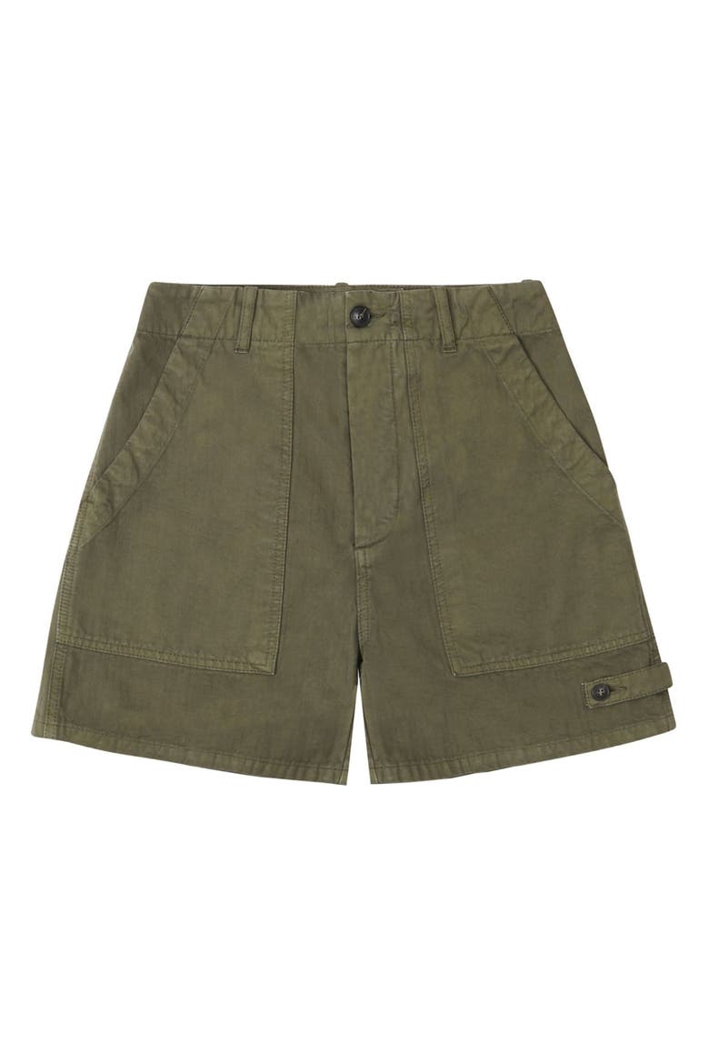 Jimt Herringbone Cotton Fatigue Shorts, Main, color, GREEN