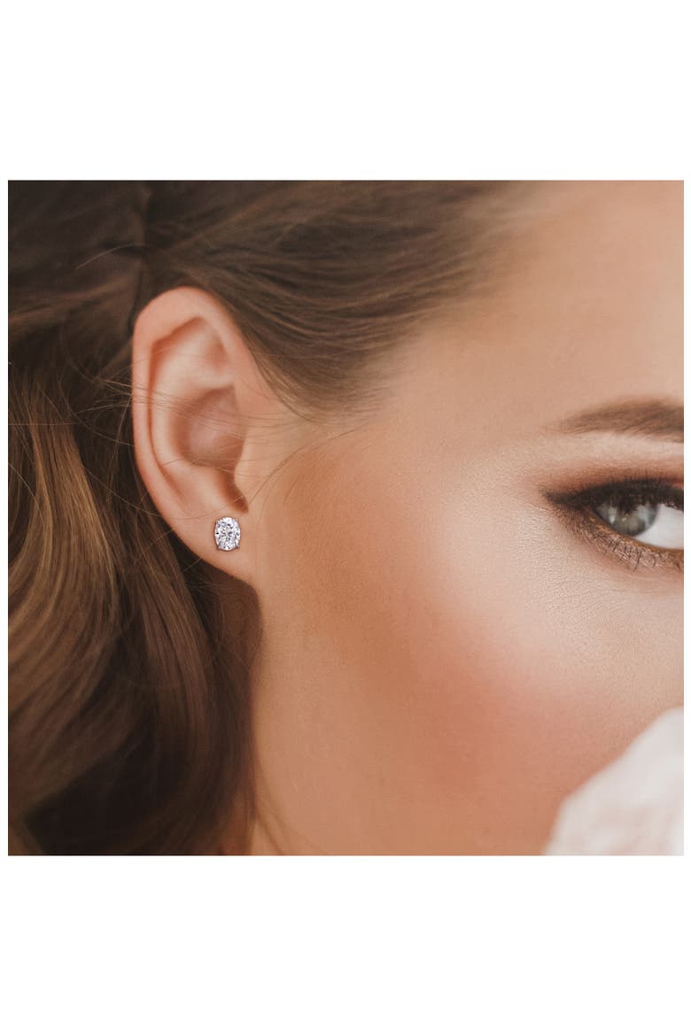 Dew Oval Lab Created Moissanite Stud Earrings & Pendant Necklace Set, Alternate, color, SILVER