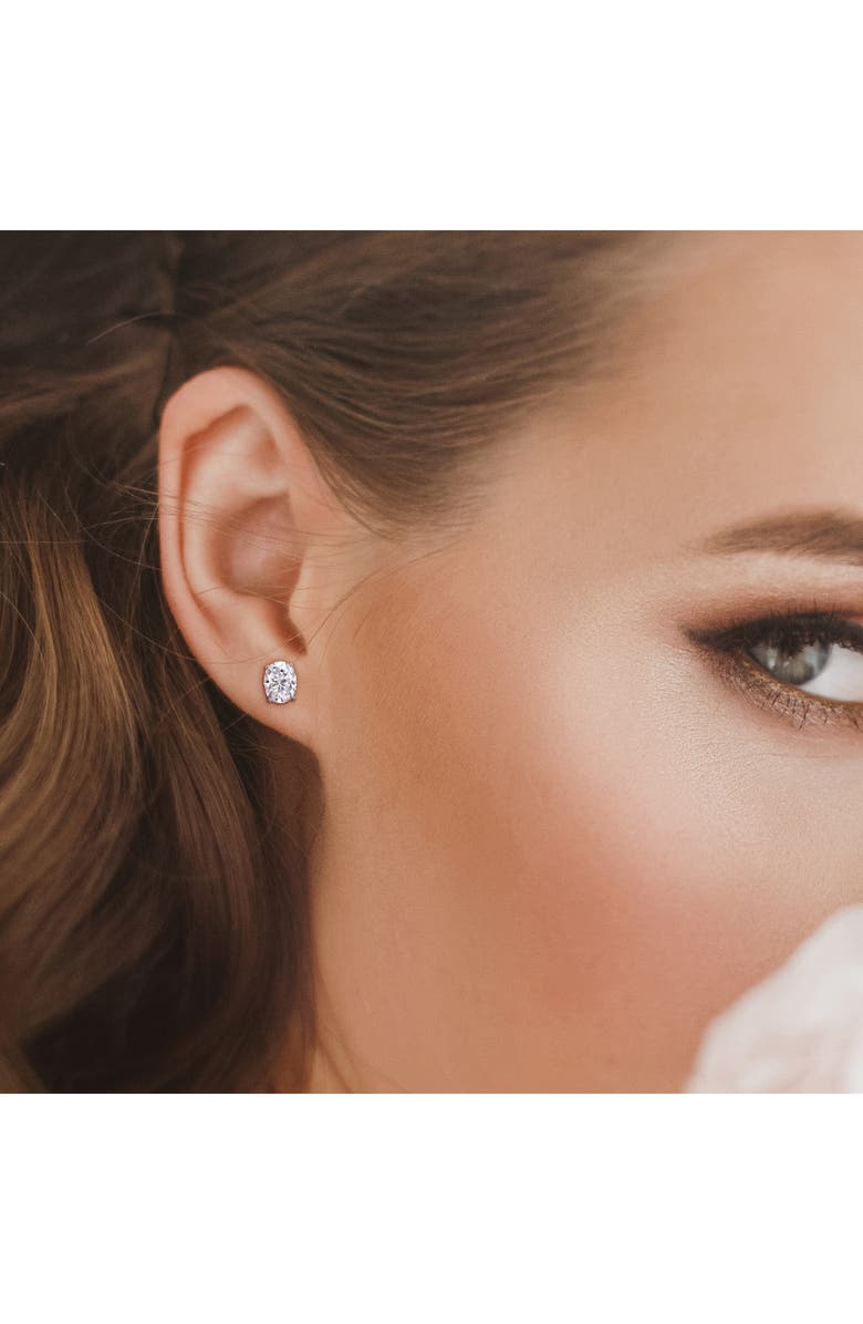 DELMAR Dew Oval Lab Created Moissanite Stud Earrings & Pendant Necklace Set, Alternate, color, 