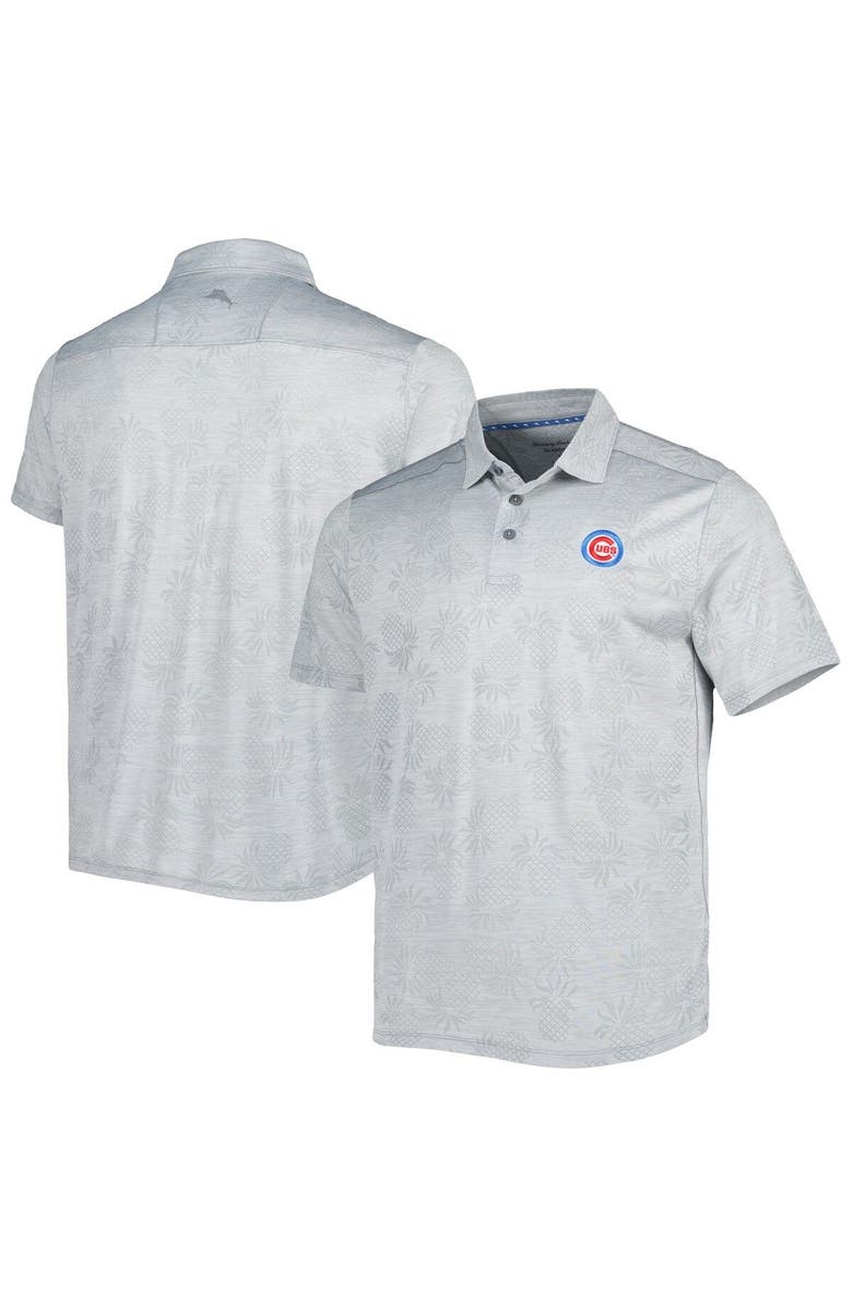 Tommy Bahama Men's Tommy Bahama Gray Chicago Cubs IslandZone Pineapple Palm Coast Polo, Main, color, Gray