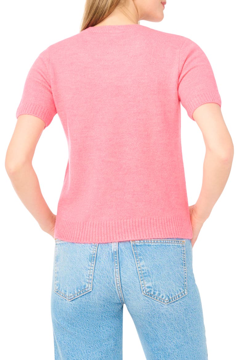Short Sleeve Sweater, Alternate, color, POP PINK