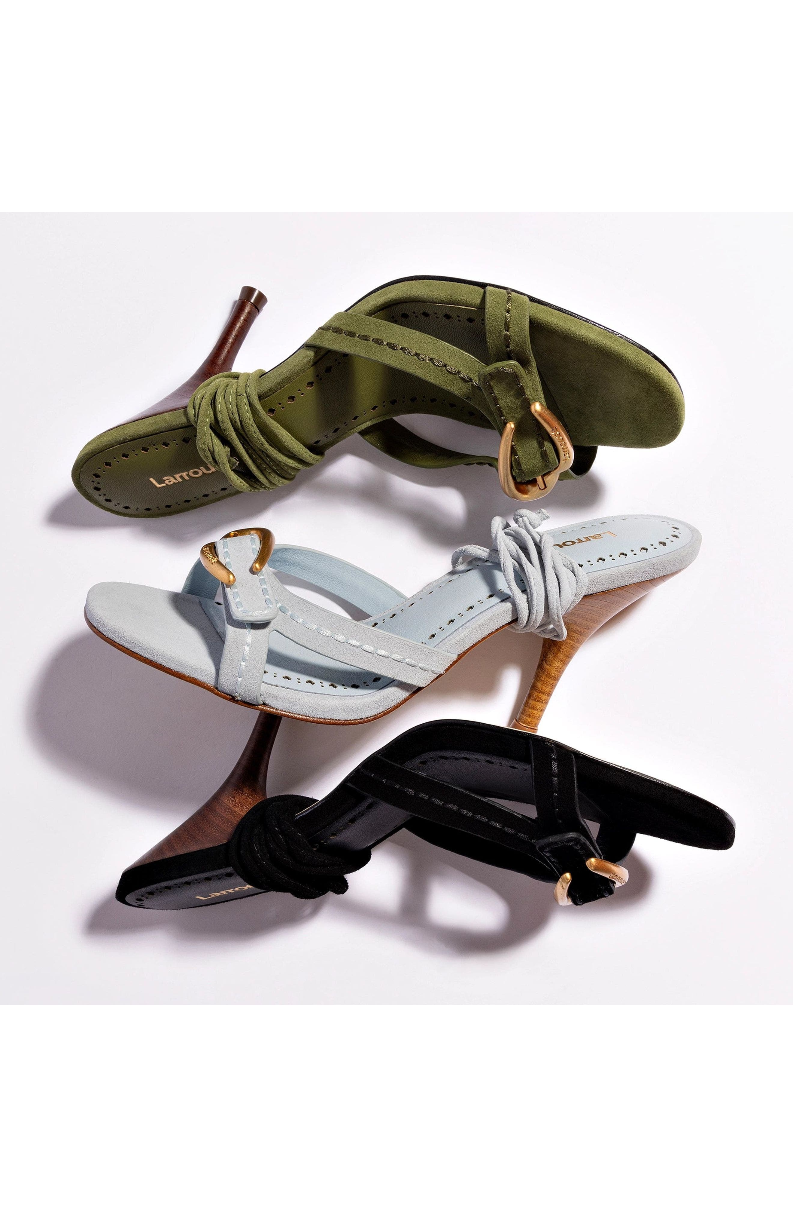 Larroudé Verona Strappy Sandal, Alternate, color, Black