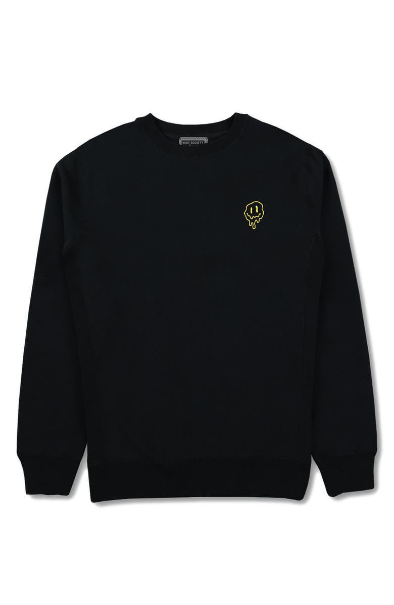 RIOT SOCIETY Melting Smile Crewneck Sweatshirt, Main, color, Black