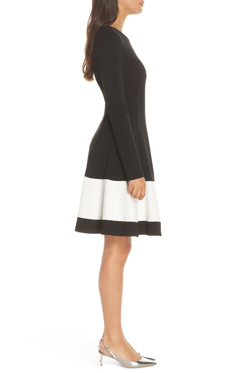 Eliza J Colorblock Stripe Fit & Flare Dress, Alternate, color,
