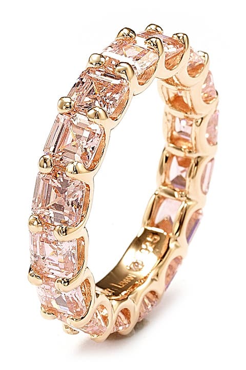 Rose-Tone Sterling Silver Princess-Cut CZ Eternity Ring