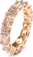 SUZY LEVIAN Rose-Tone Sterling Silver Princess-Cut CZ Eternity Ring