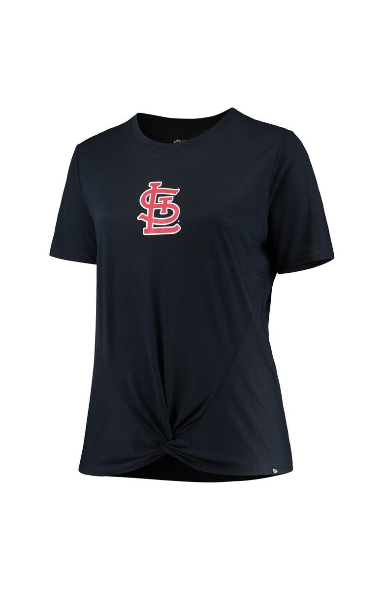 New Era Women's New Era Navy St. Louis Cardinals Plus Size 2-Hit Front Knot T-Shirt, Alternate, color, Navy