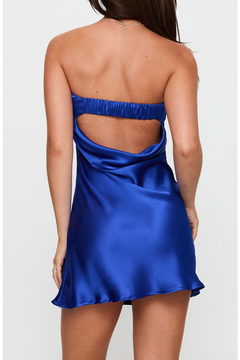 Phillipa Strapless Satin Minidress, Alternate, color, COBALT