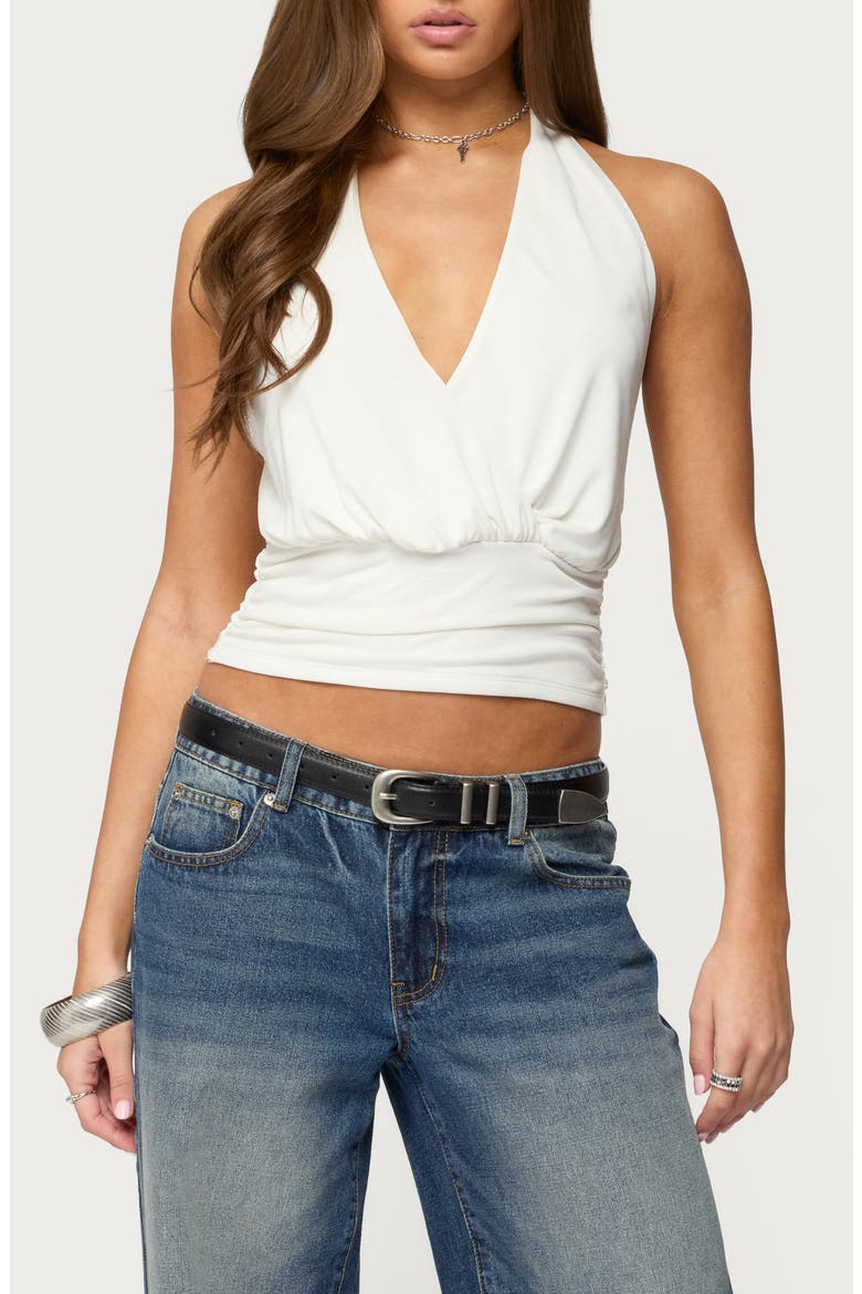 Niya Ruched Halter Top, Main, color, WHITE