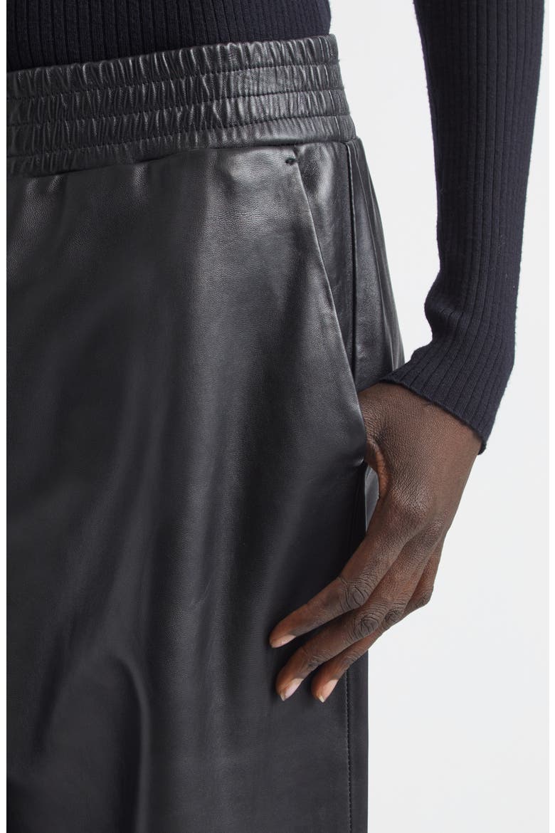 Maja Wide Leg Leather Pants, Alternate, color, BLACK