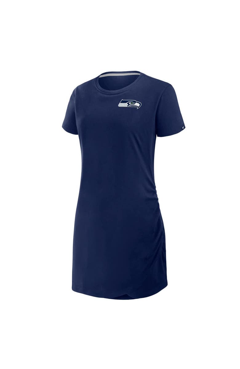 FANATICS Women's Fanatics College Navy Seattle Seahawks Ruched Drape T-Shirt Dress, Alternate, color, College Navy