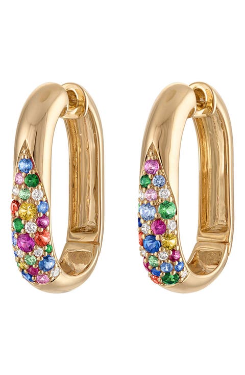 Glitter Elongated Huggie Hoop Earrings