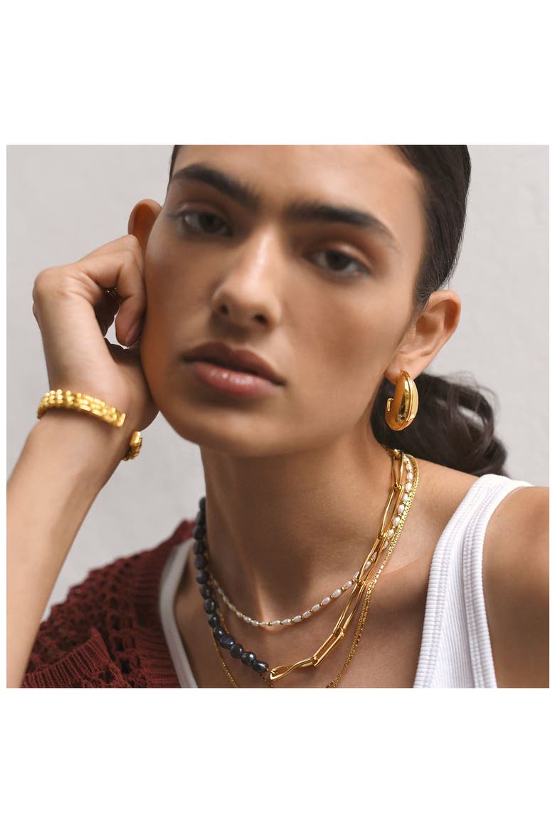 Large Ridge Dome Hoop Earrings, Alternate, color, GOLD