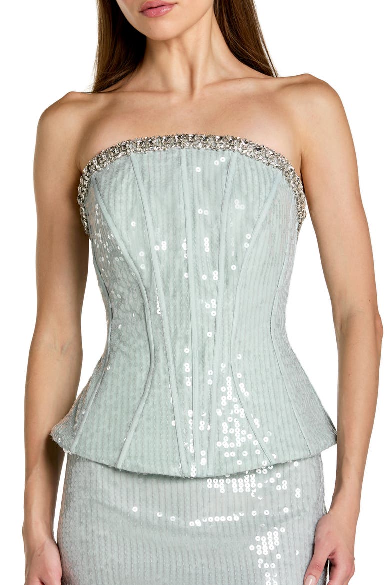 Strapless Sequin Peplum Gown With Rhinestone Trim, Alternate, color, Pale Blue