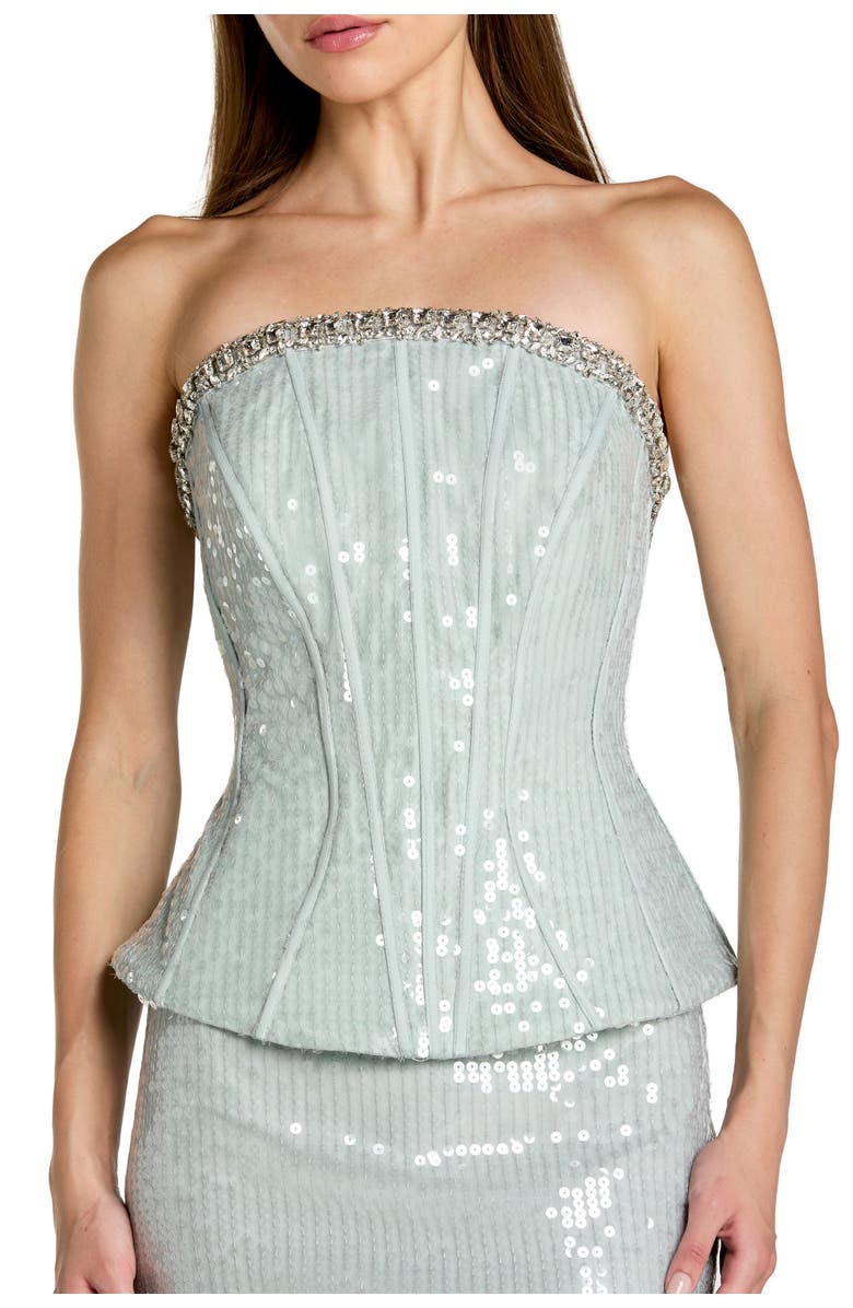 Mac Duggal Strapless Sequin Peplum Gown With Rhinestone Trim, Alternate, color, Pale Blue
