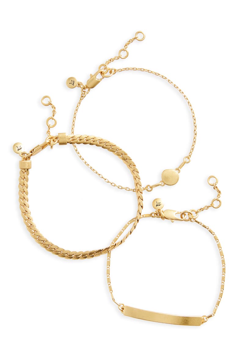 3-Pack Chain Bracelet Set, Main, color, VINTAGE GOLD
