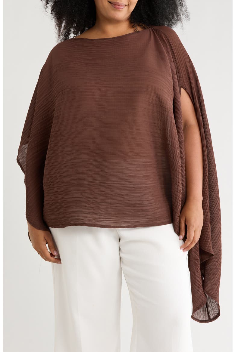 Off-the-Shoulder Asymmetric Poncho, Main, color, BROWN