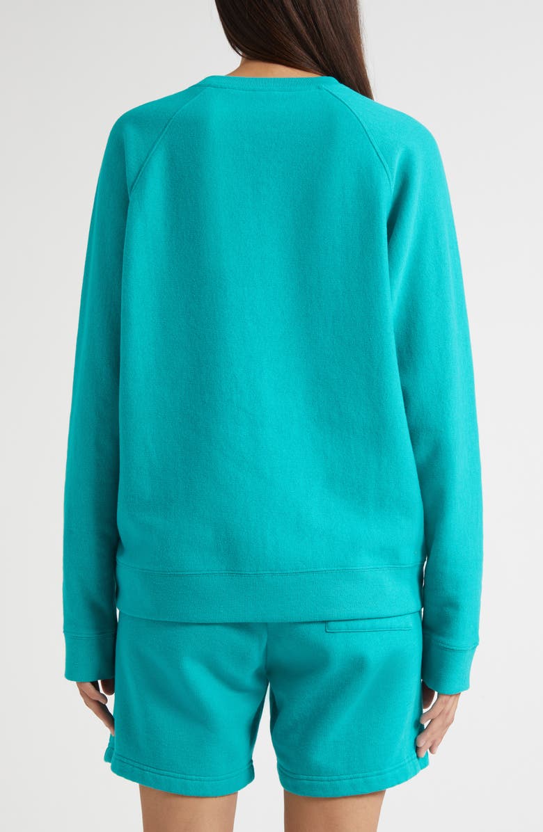 Sporty & Rich Varsity Crest Crewneck Graphic Sweatshirt, Alternate, color, Spring Green