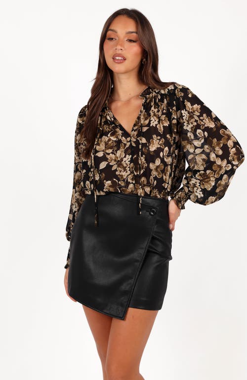 Petal And Pup Petal & Pup Rebecca Faux Leather Wrap Miniskirt In Black