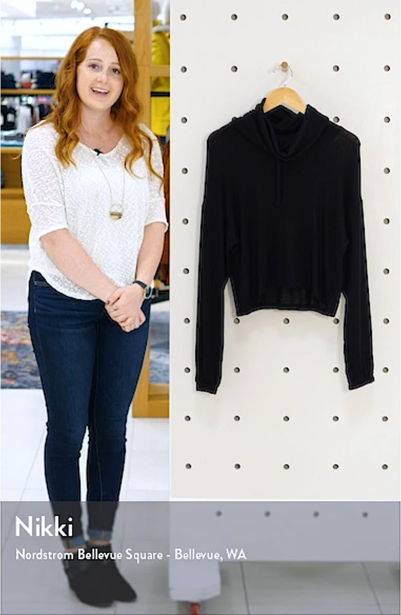 Drawstring Cowl Neck Hacci Sweater, sales video thumbnail