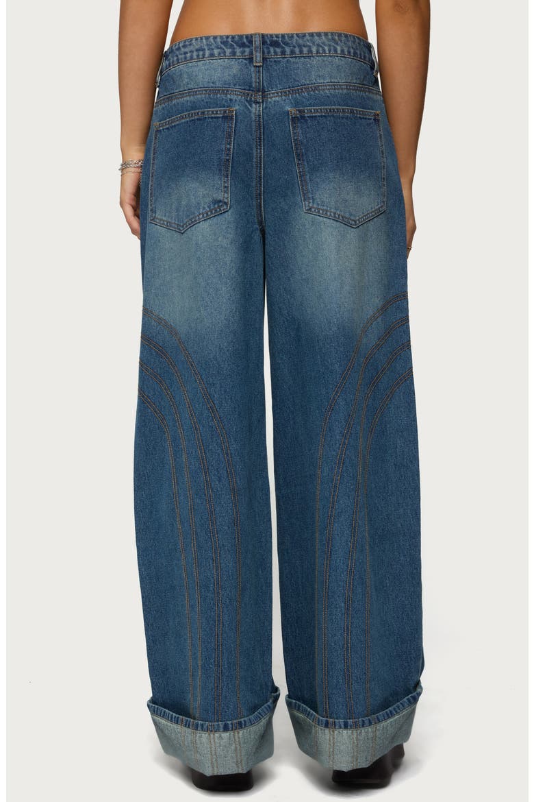 Cuffed Seamed Low Rise Baggy Jeans, Alternate, color, LIGHT-BLUE-WASHED