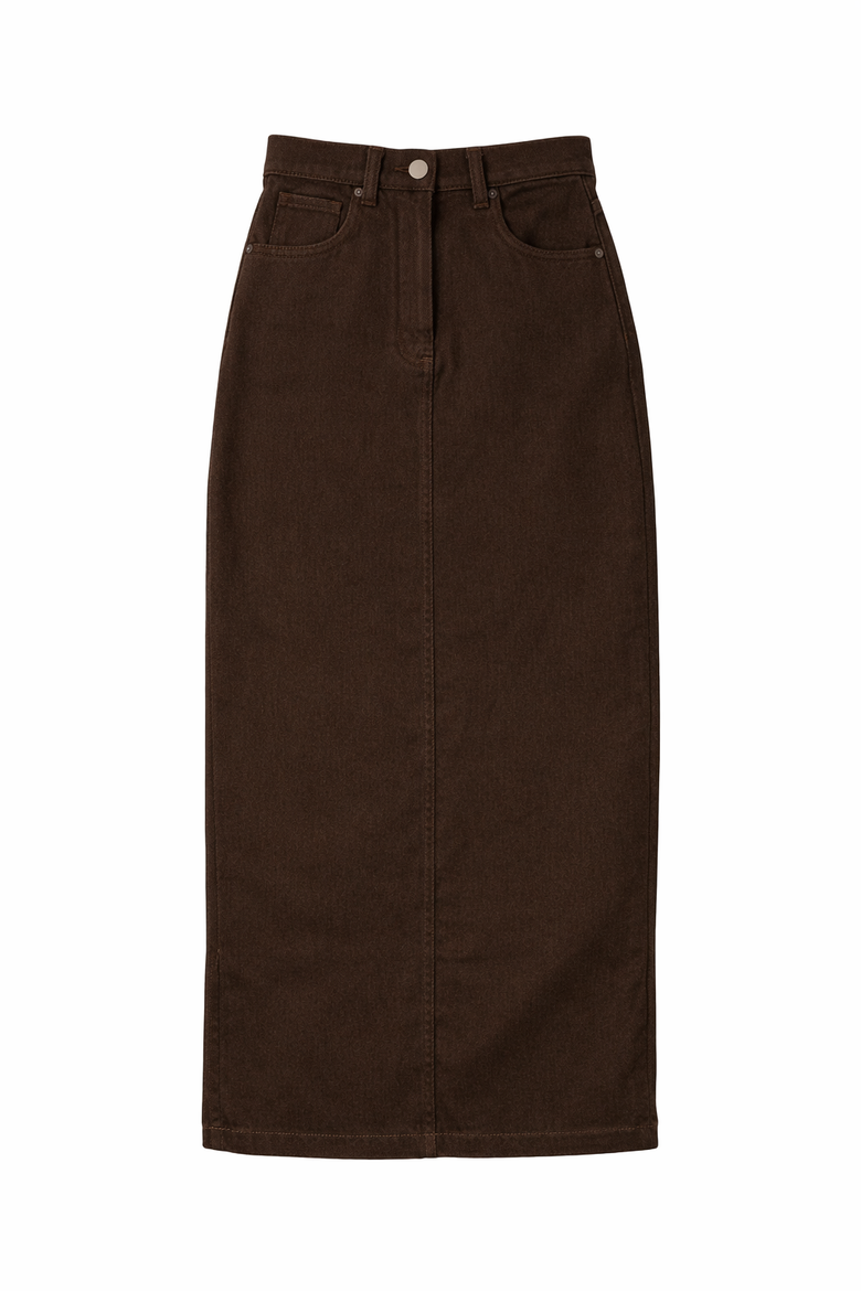Maxi Fly Front Straight Pocket Skirt, Alternate, color, Coffee