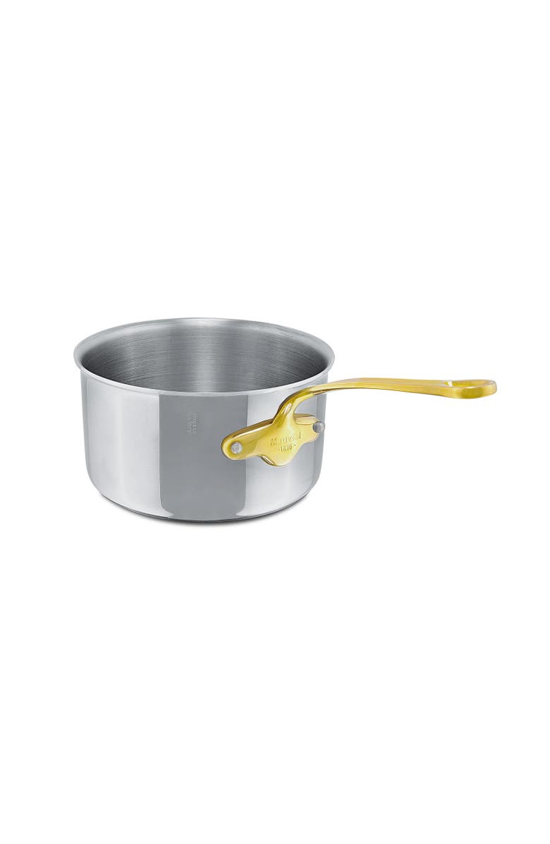 Mauviel M'Cook B 5-Ply Polished Stainless Steel Sauce Pan With Lid, And Brass Handle, Alternate, color, Silver