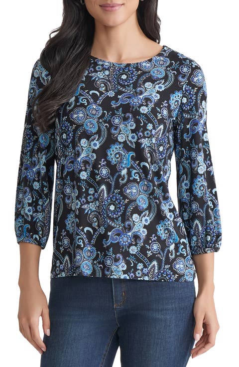 Print Puff Sleeve Top (Regular & Petite)