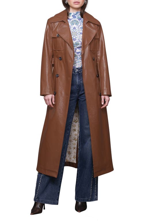 Avec Les Filles Belted Faux Leather Utility Trench Coat