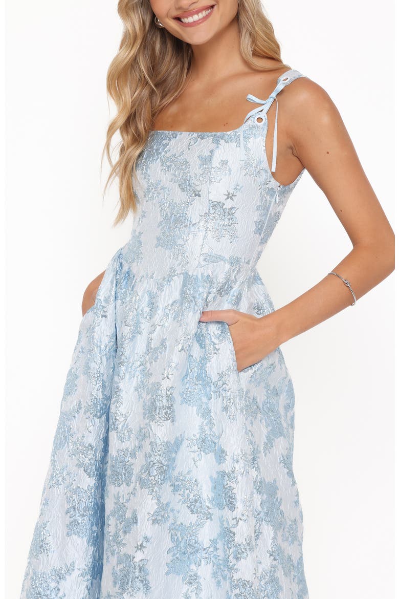 Marcelline Floral Brocade Cocktail Dress, Alternate, color, BLUE BROCADE