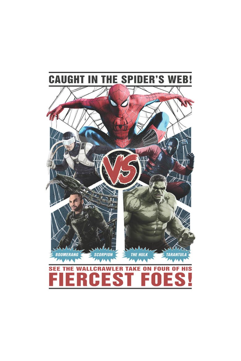 Boys' Marvel Wallcrawler and Fiercest Foes T-Shirt, Alternate, color, White