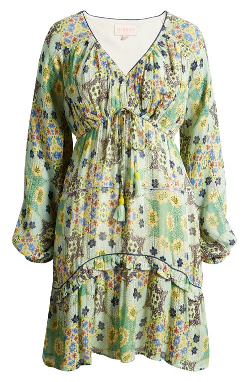 Ciebon Crissta Metallic Floral Long Sleeve Dress