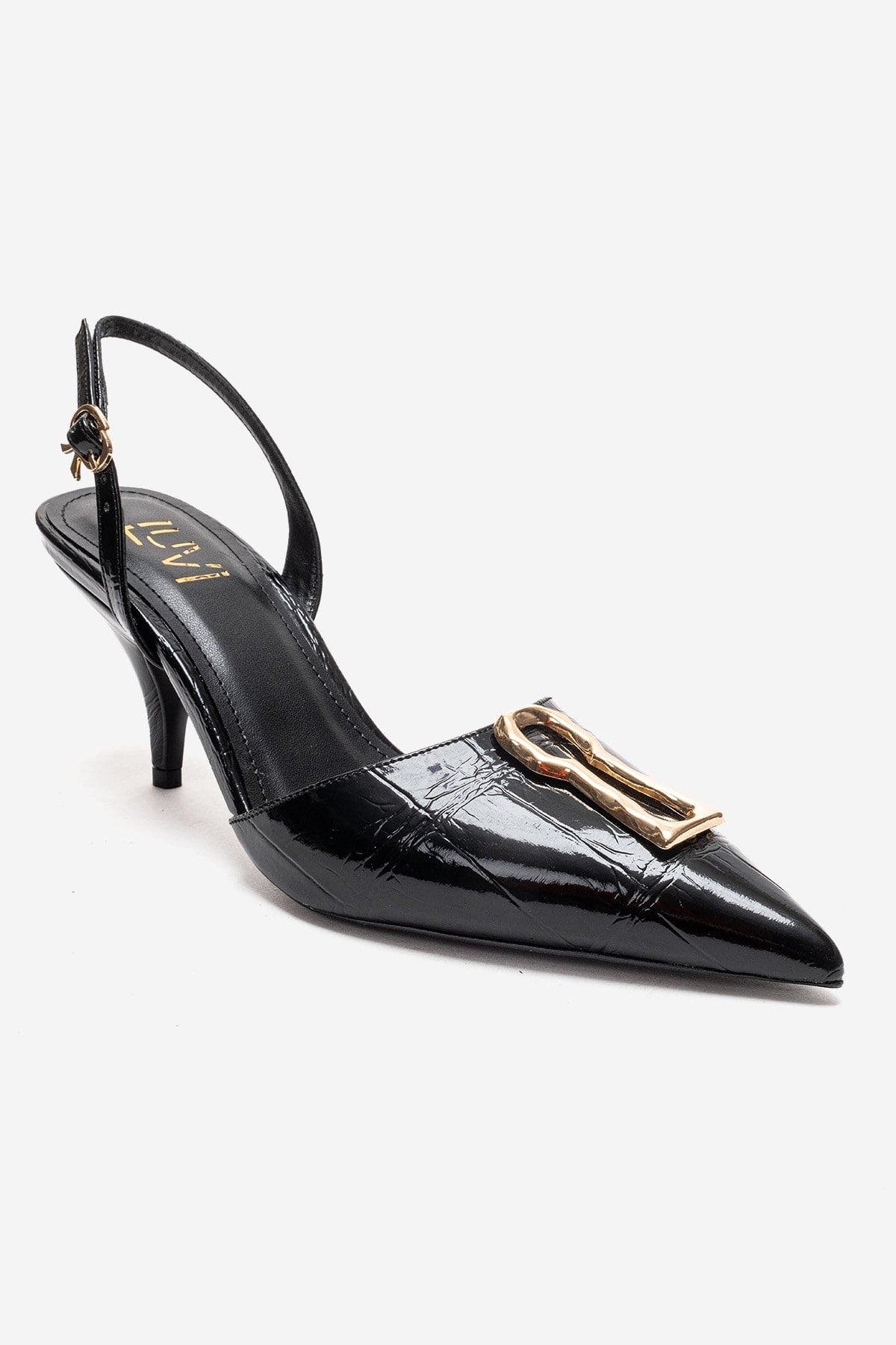 Prologue Shoes Yvella Buckle Pointed Toe Stiletto Pump, Alternate, color, Black Print