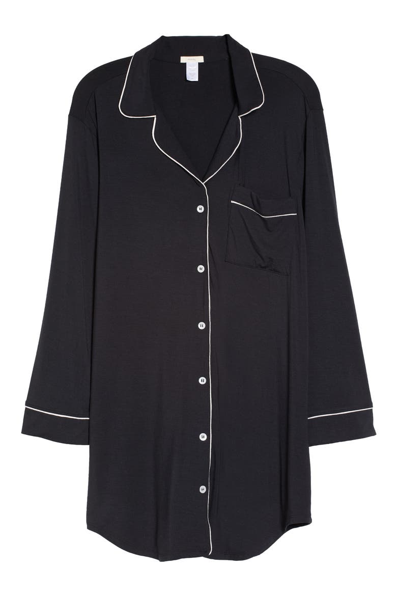 Gisele Jersey Knit Sleep Shirt, Alternate, color, BLACK/ SORBET PINK