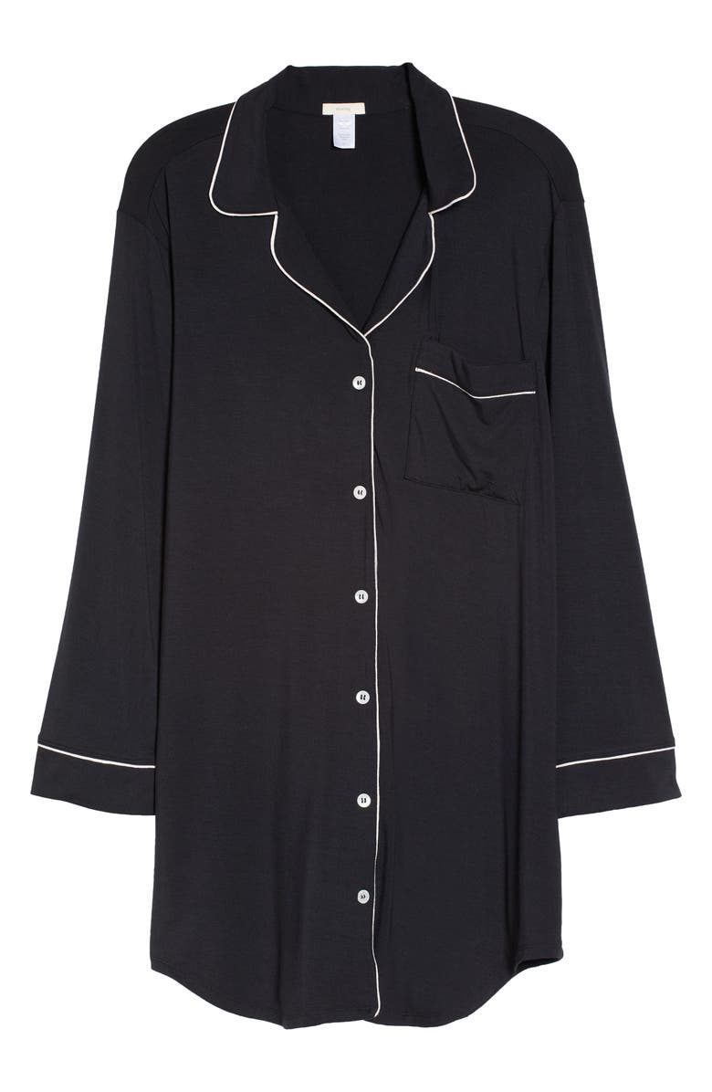 Eberjey Gisele Jersey Knit Sleep Shirt, Alternate, color, Black/ Sorbet Pink