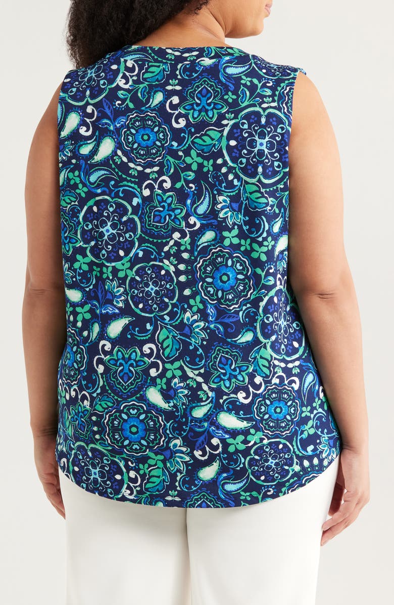 Jones New York Floral Tank Top, Alternate, color, Pacific Navy Multi