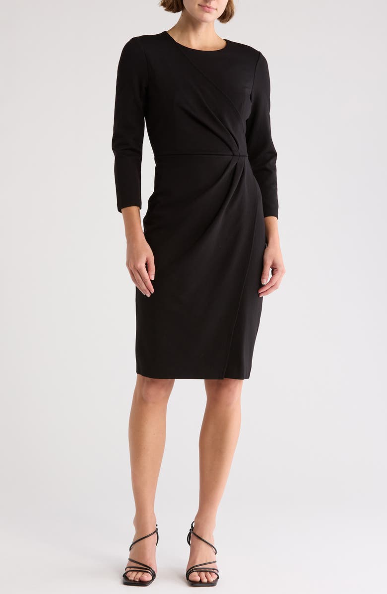 Eliza J Gathered Waist Sheath Dress, Main, color, Black
