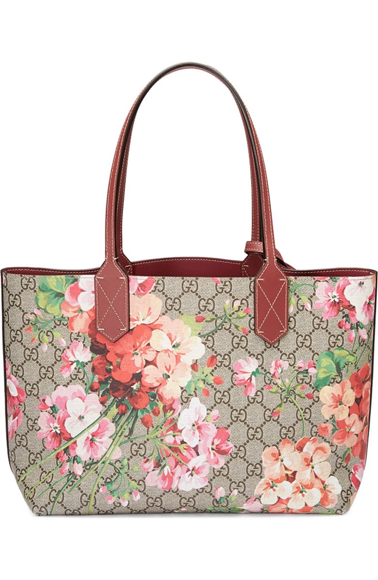 Gucci Small GG Blooms Reversible Canvas & Leather Tote, Alternate, color,