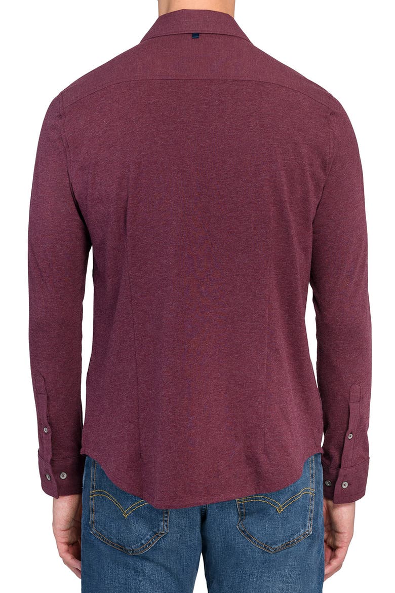 Reworked Slim Fit Heathered Burgundy Cotton Button-Up Shirt, Alternate, color, BURGUNDY